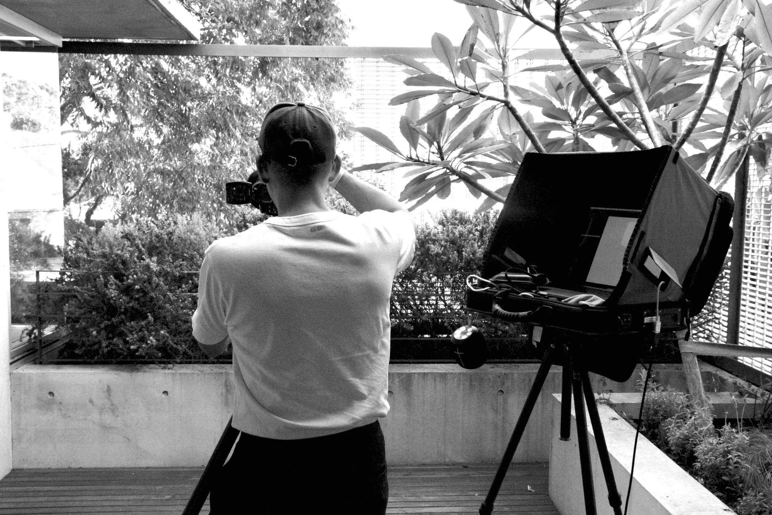Testing light conditions on one of the roof terraces