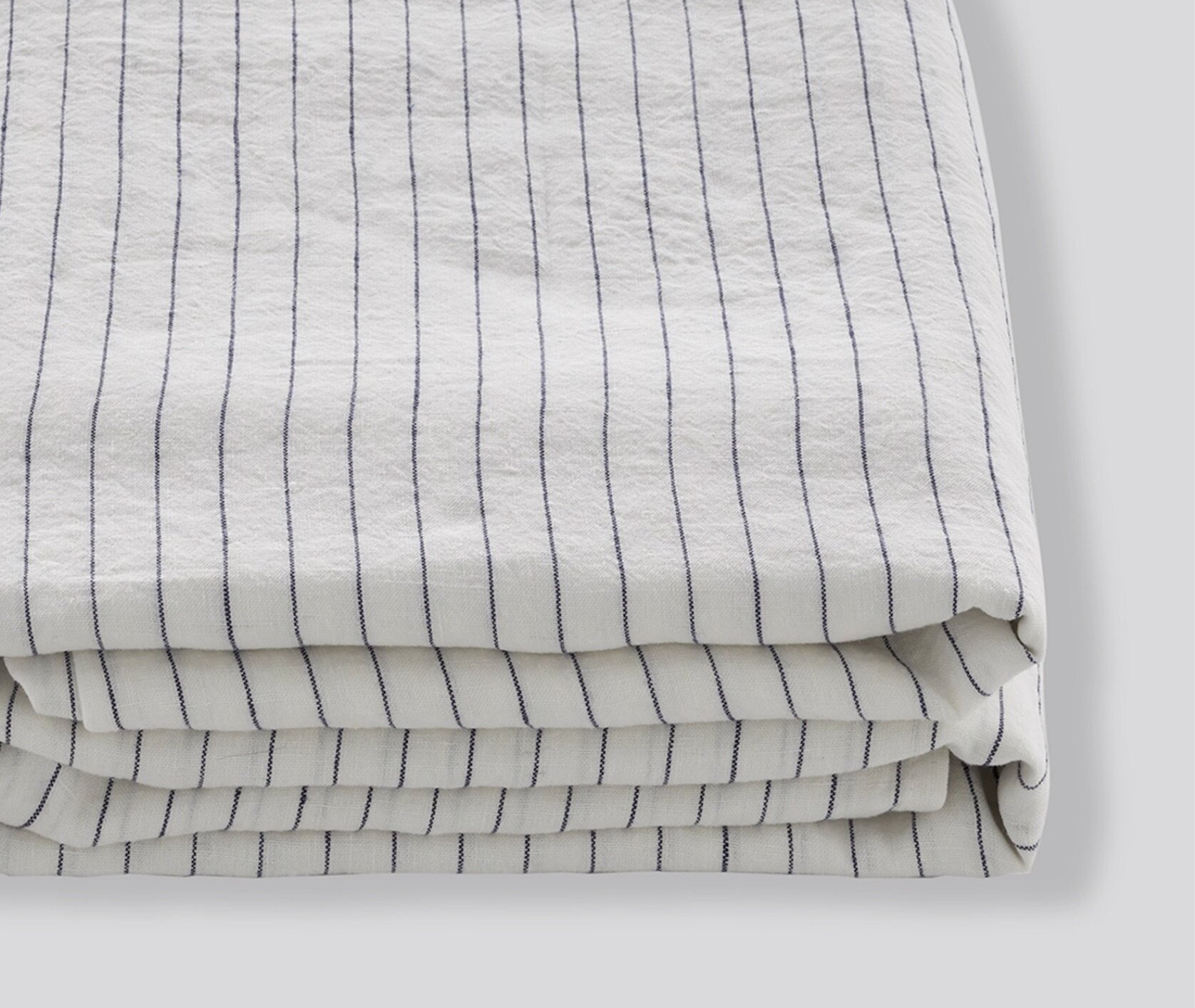 100% Linen Duvet Cover in Pinstripe Navy