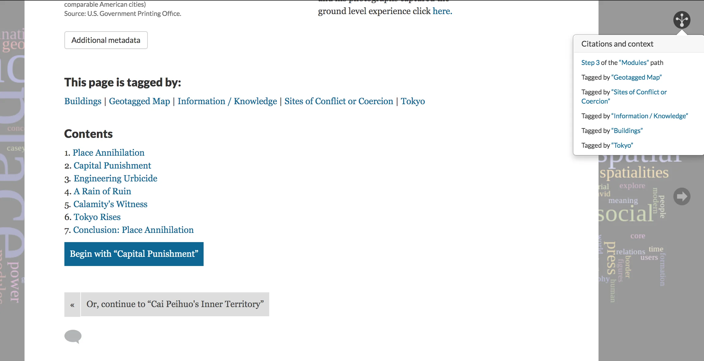 Figure 3. Navigation options using pathway markers or the “Citations and context” tool. Credit: David R. Ambaras and Kate McDonald.
