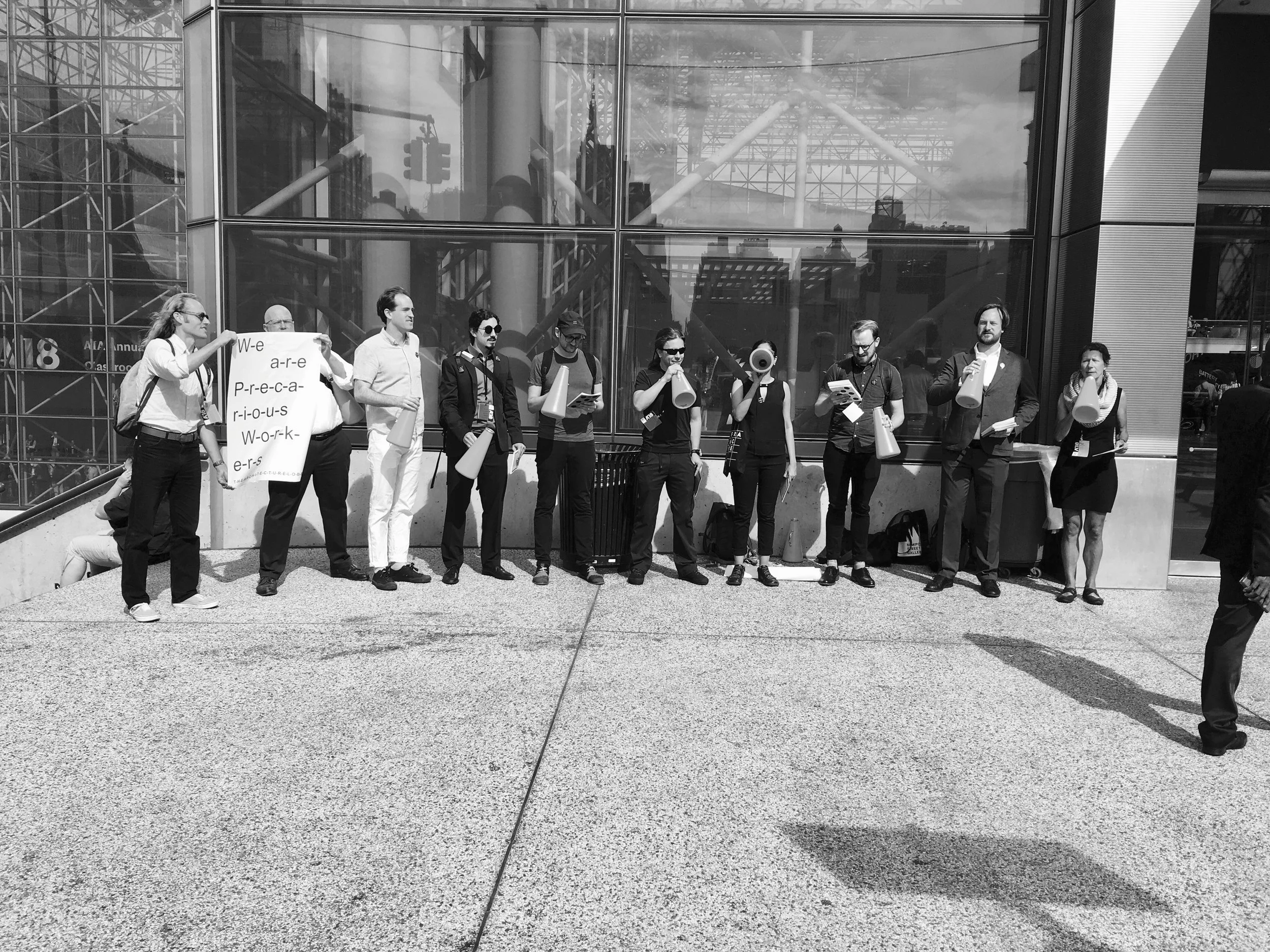 Figure 2. “We Are Precarious Workers,” June 22, 2019. Courtesy of The Architecture Lobby. Photograph by author.