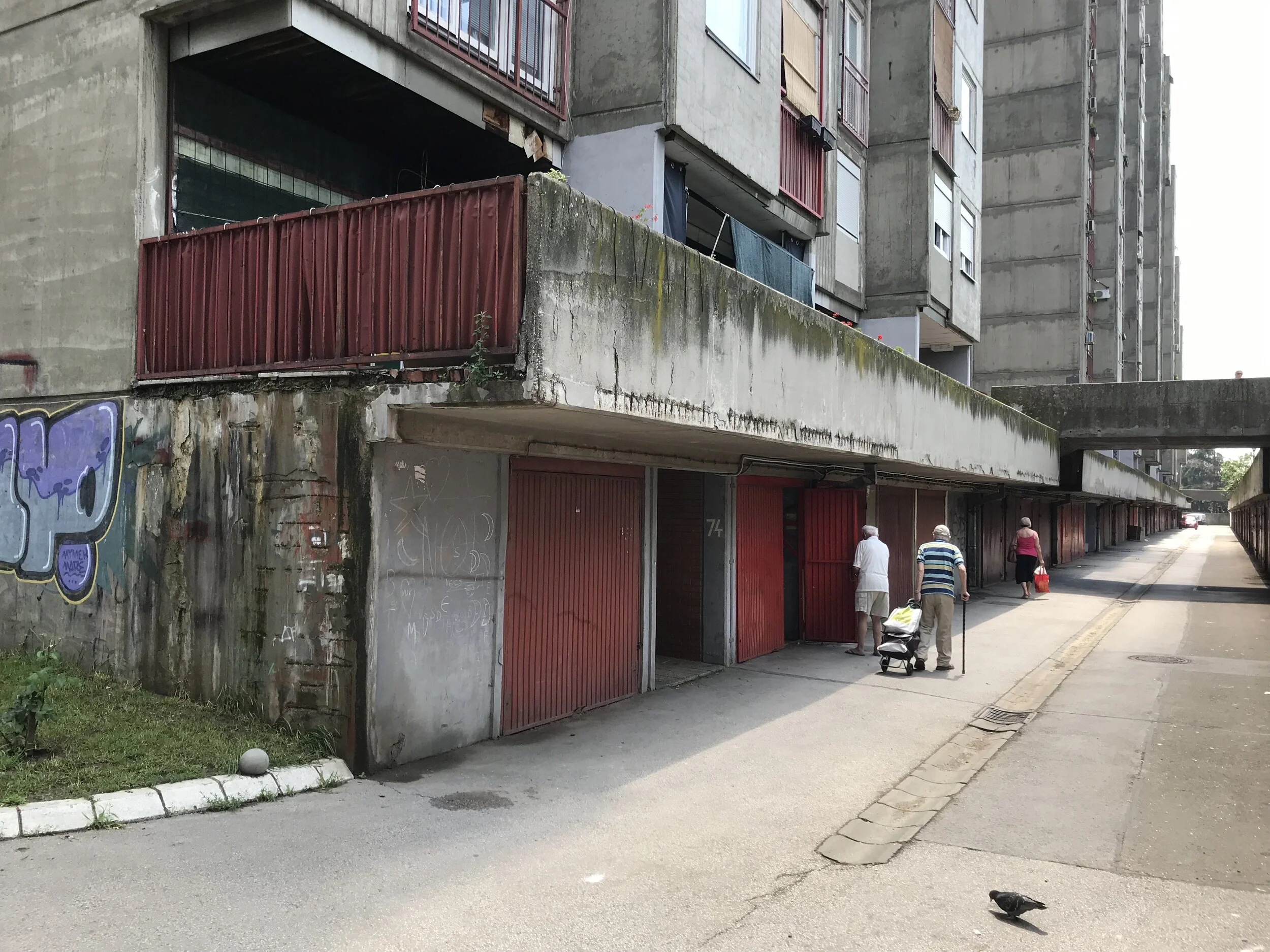 Figure 8. Bežanijski_03: Residents access their basement storage units in Block 63, Bežanijski blokovi, 2019. Photograph by Michael R. Allen.