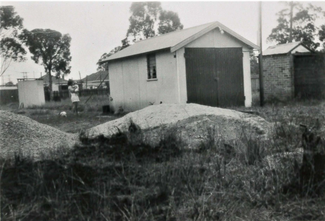 Figure 3. The Turtles’ owner-built garage in Fairfield, outside Sydney, Australia, 1952. Source: Laurie Turtle.