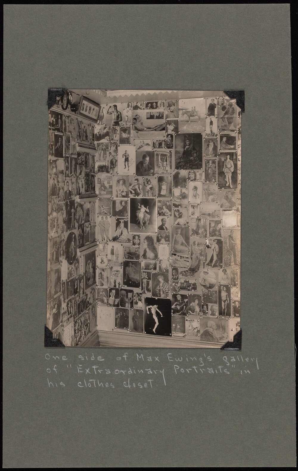 Figure 1. Max Ewing, Photograph of One Side of Max Ewing’s ‘Gallery of Extraordinary Portraits” in His Clothes Closet, 1928 or 1929. Courtesy: Beinecke Rare Book and Manuscript Library, Yale University, by permission of Wallace Ewing.