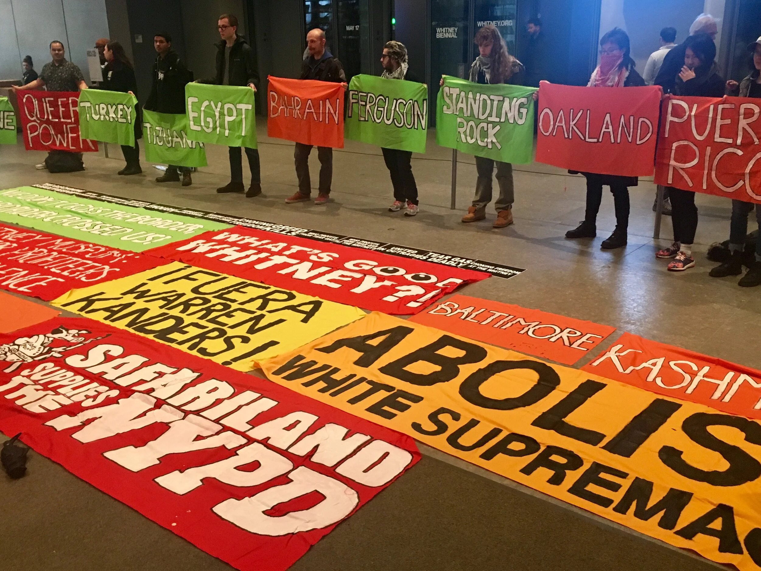 Figure 3. Anti-Kanders protest at the Whitney Museum in April 2019. (Photograph: Perimeander, WikiZero).