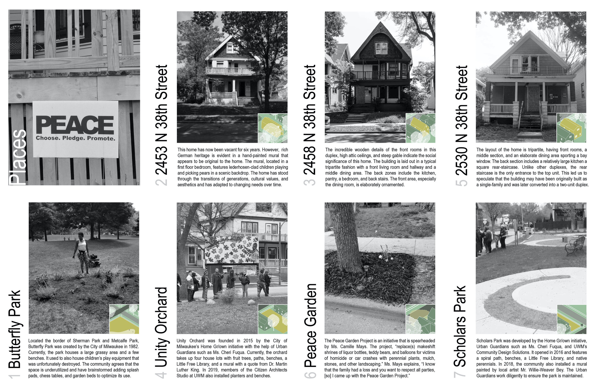  Figure 11: Zine page 4 shows community assets including buildings, commons spaces, and vacant homes located on this street. © BLC Field School. 