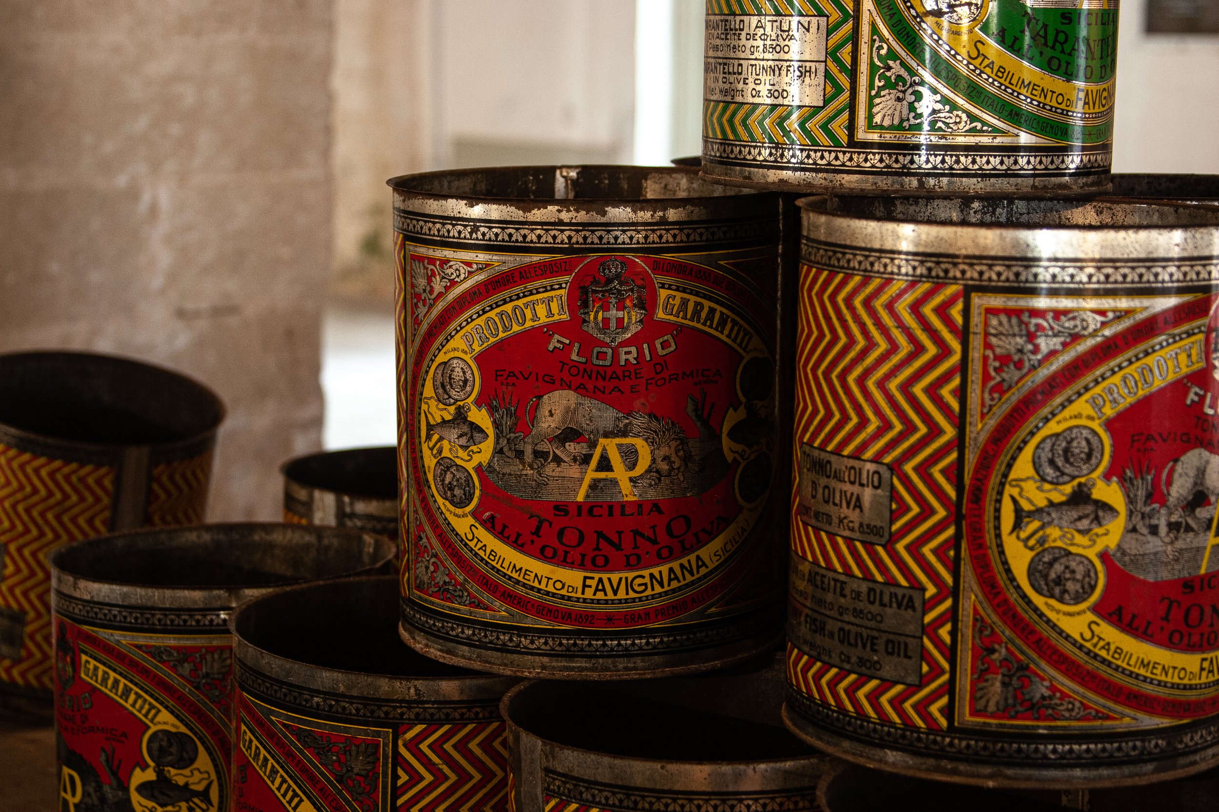  Figure 26. The tuna cans, emblazoned with name of the Florio family, a successful entrepreneurial family from Genova that owned the tonnara for most the nineteenth century. The lion was the family’s symbol. Photograph by G. Vaccarino Gearty, 2022. 