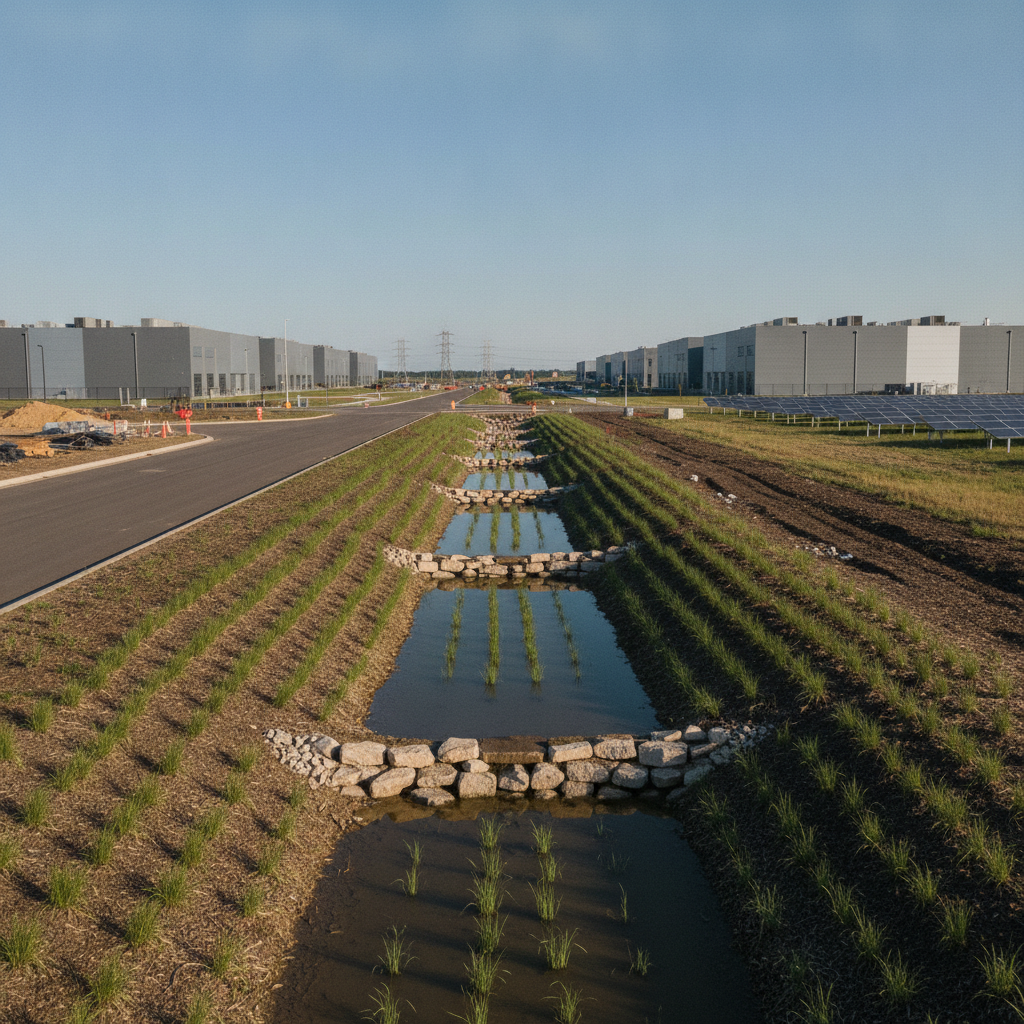 Bioswale Applications for Stormwater Management on Data Center Sites