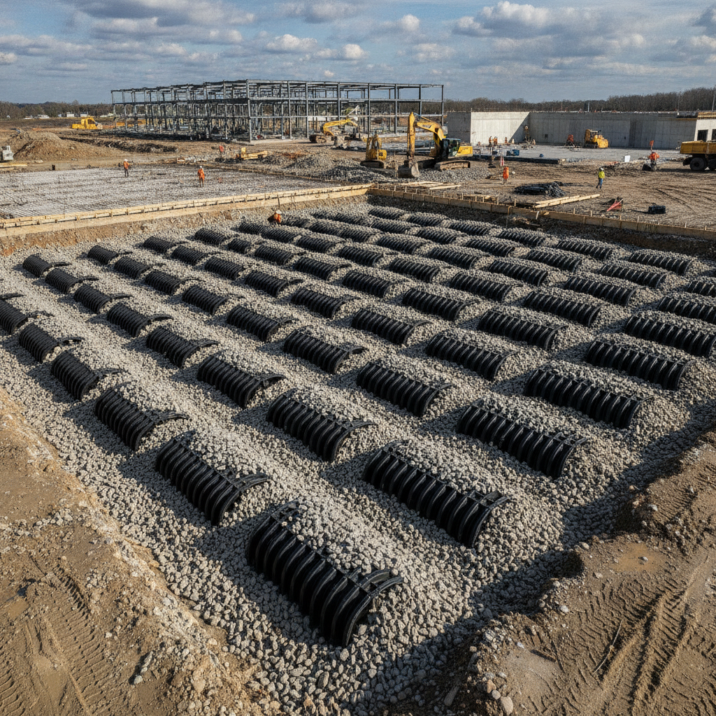 Maximizing Site Utility: A Guide to Stormwater Chambers Beneath Data Center Parking Areas