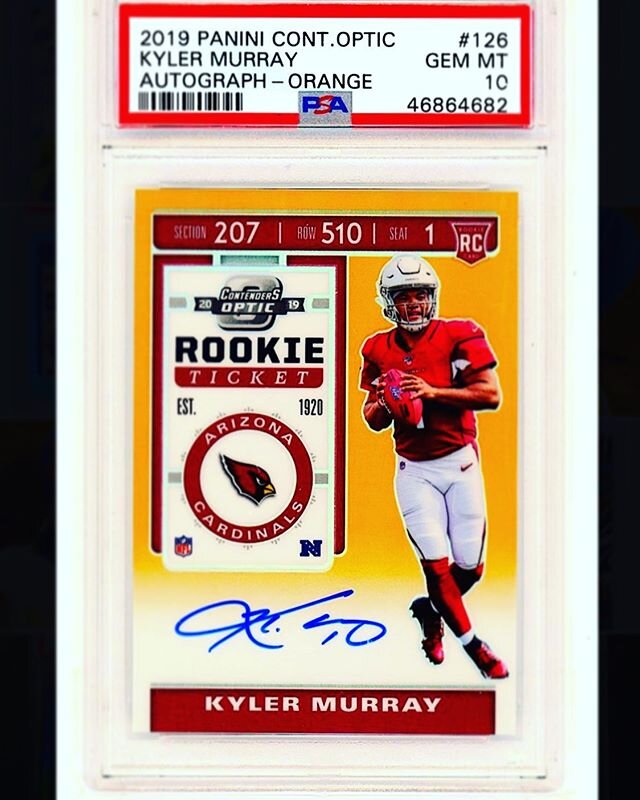 Got a few cards in the mail today freshly graded &amp; slabbed from PSA! Including this Kyler Murray Contenders optic auto! 1 of only 50 produced. #kylermurray #arizonacardinals #mm7sportscards #gemmintten