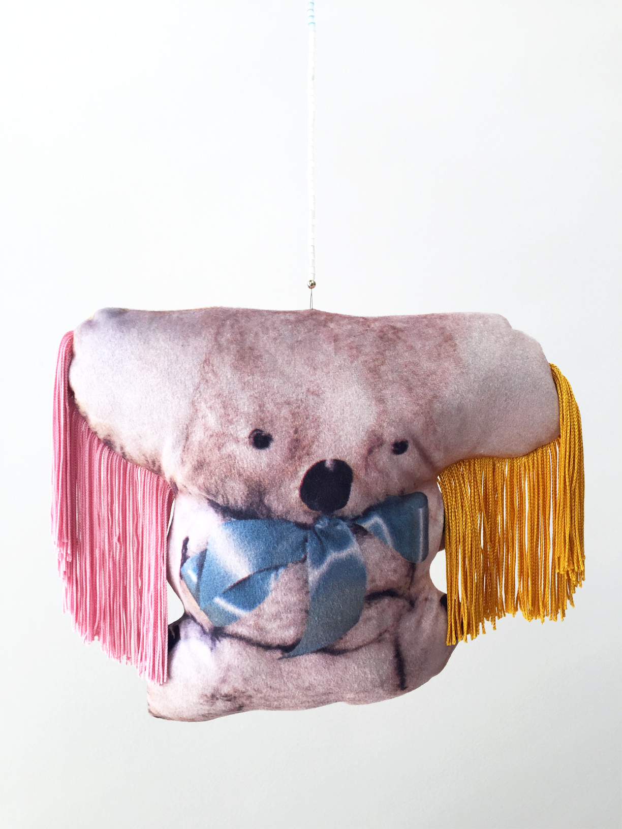 (How To) Make a Koala, 2019, digitally printed velvet, found image, polyester, wool, glass beads