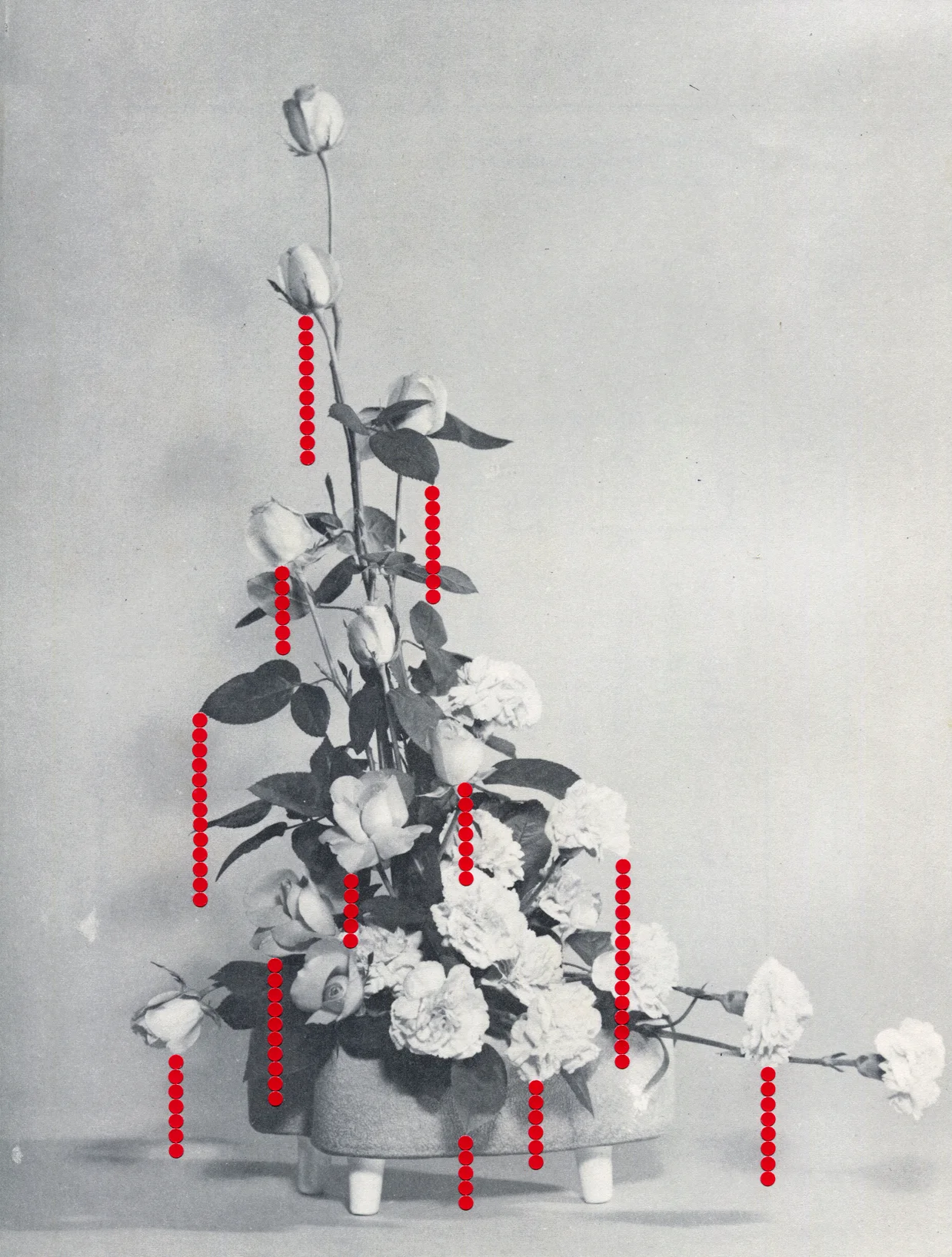 Drips #18, 2019, collage, found paper, dot stickers