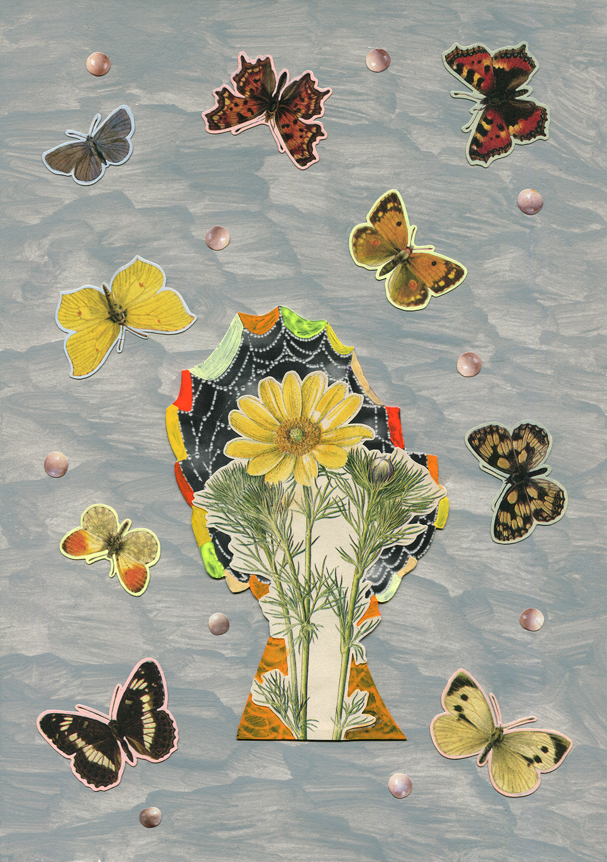 Butterflies, 2021, collage, found paper, acrylic gouache, 210mm x 297mm