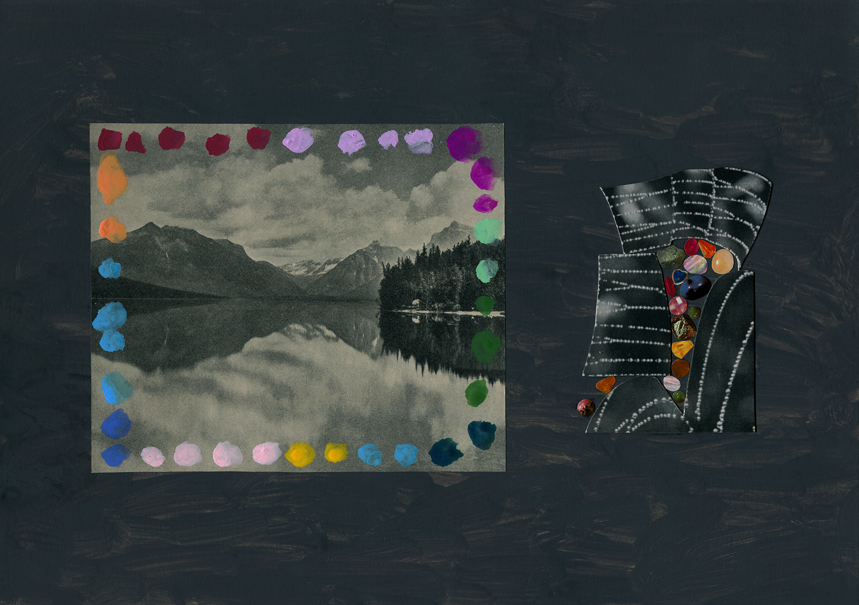 Postcard, 2021, collage, found paper, acrylic gouache, 297mm x 210mm