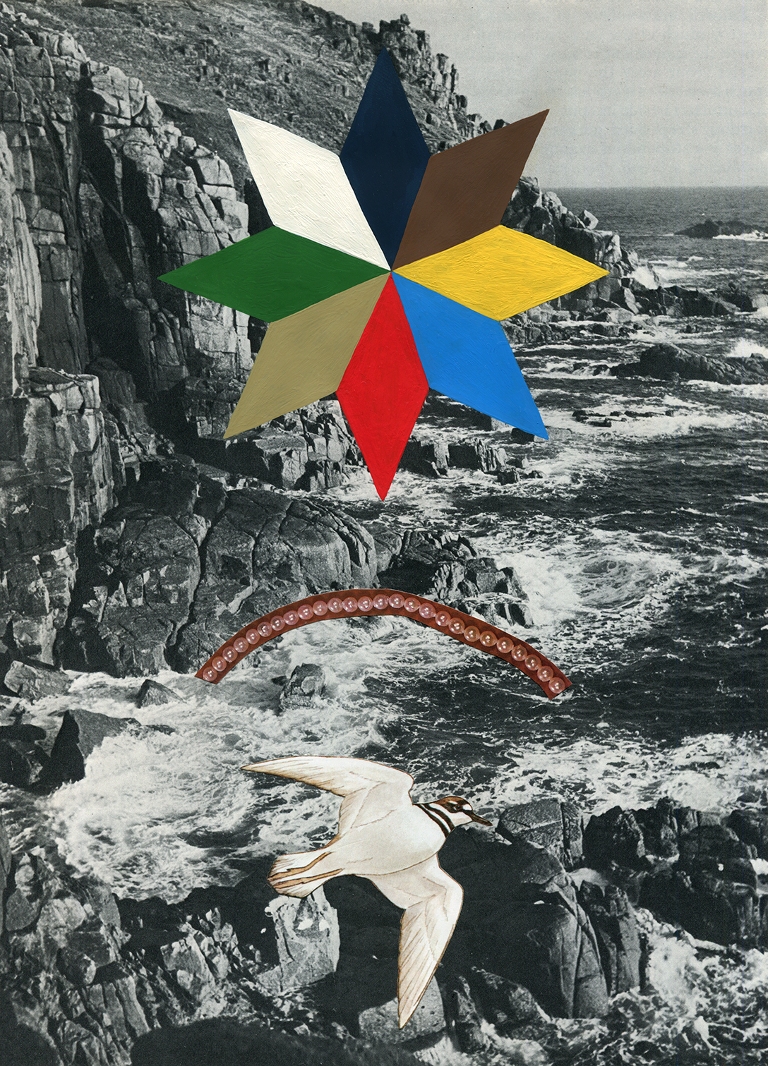 Seabird, 2021, collage, found paper, acrylic gouache, 180mm x 250mm