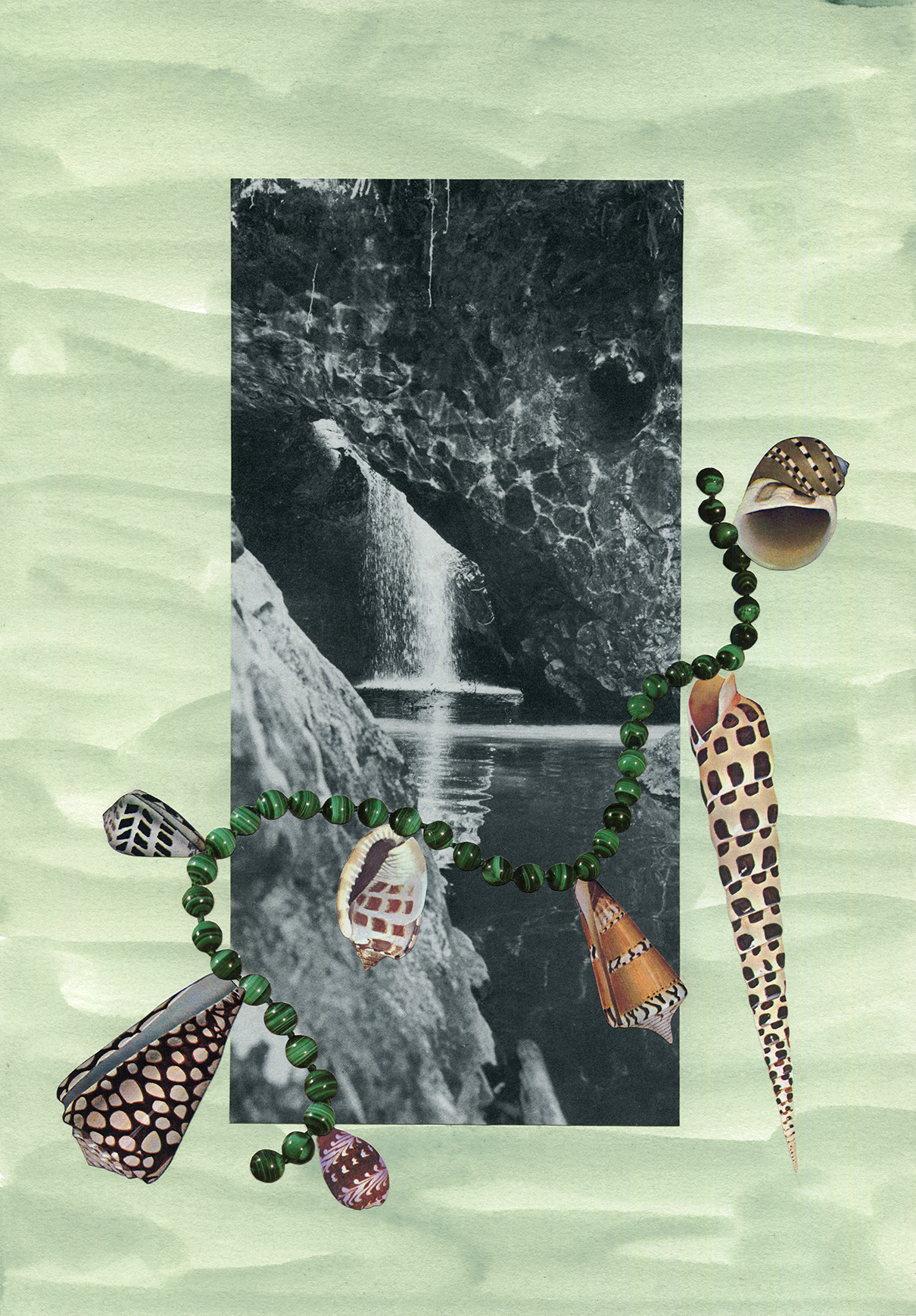 Waterfall, 2020, collage, found paper, acrylic gouache, 210mm x 297mm