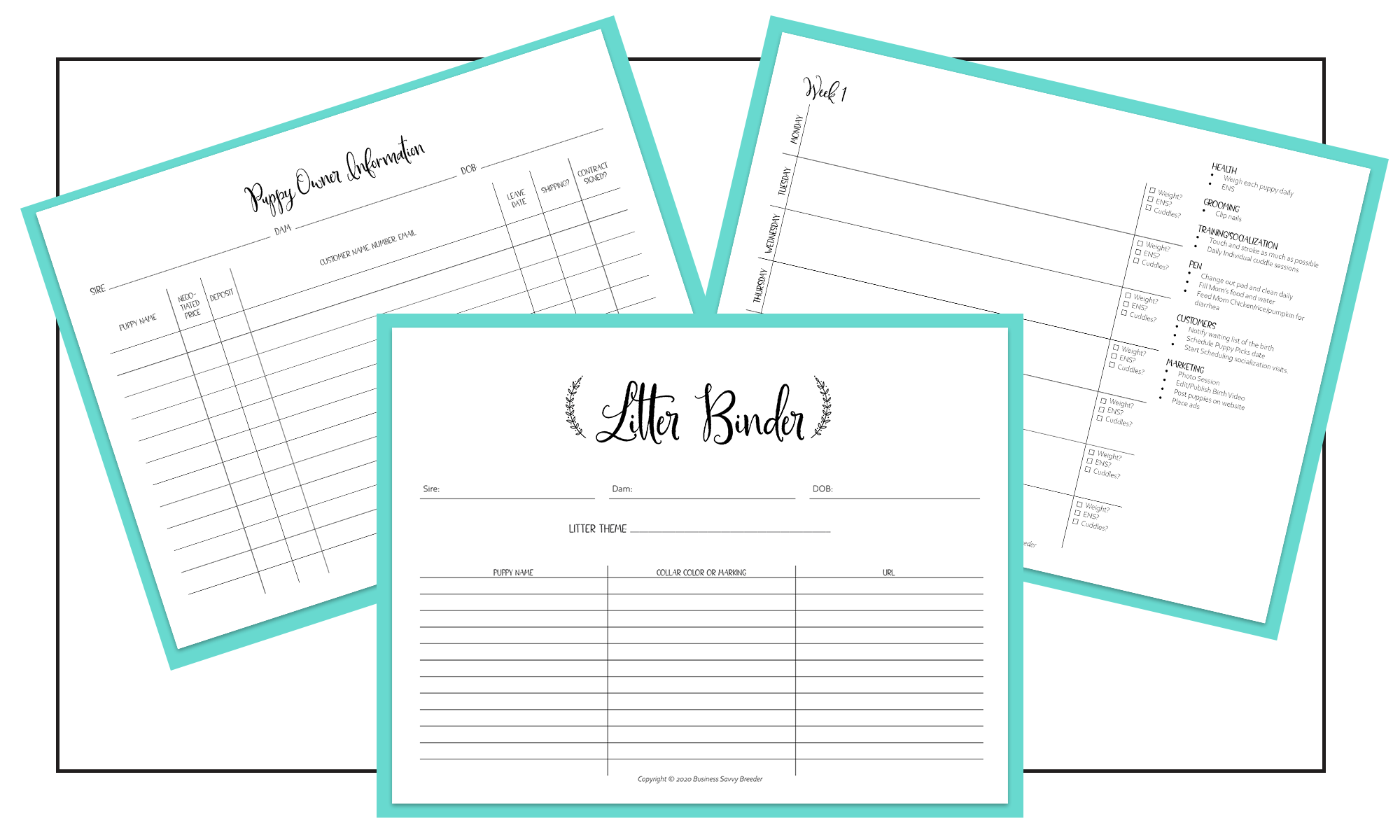Litter Binder Printable Pages Business Savvy Breeders