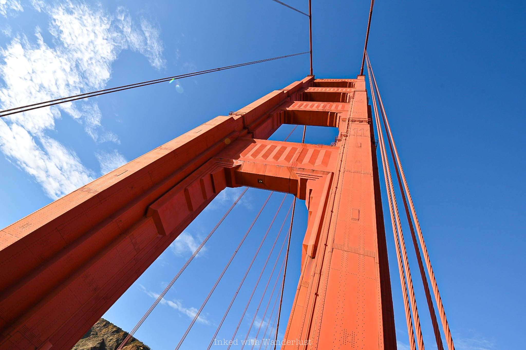 Walking on the Golden Gate Bridge.