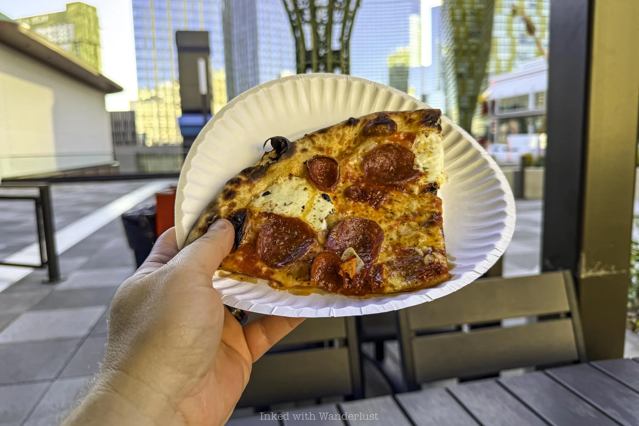 A slice of Spicy Goose pizza at How Ya Dough'n in Las Vegas.