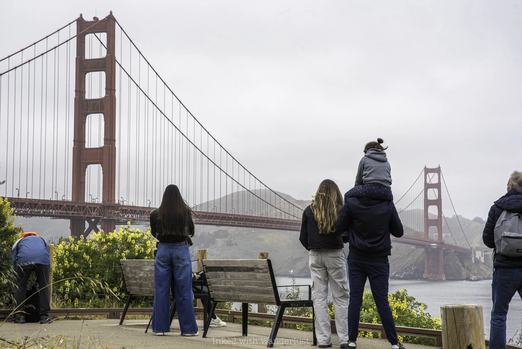 The view of the Golden Gate Bridge from the Battery East Trail.