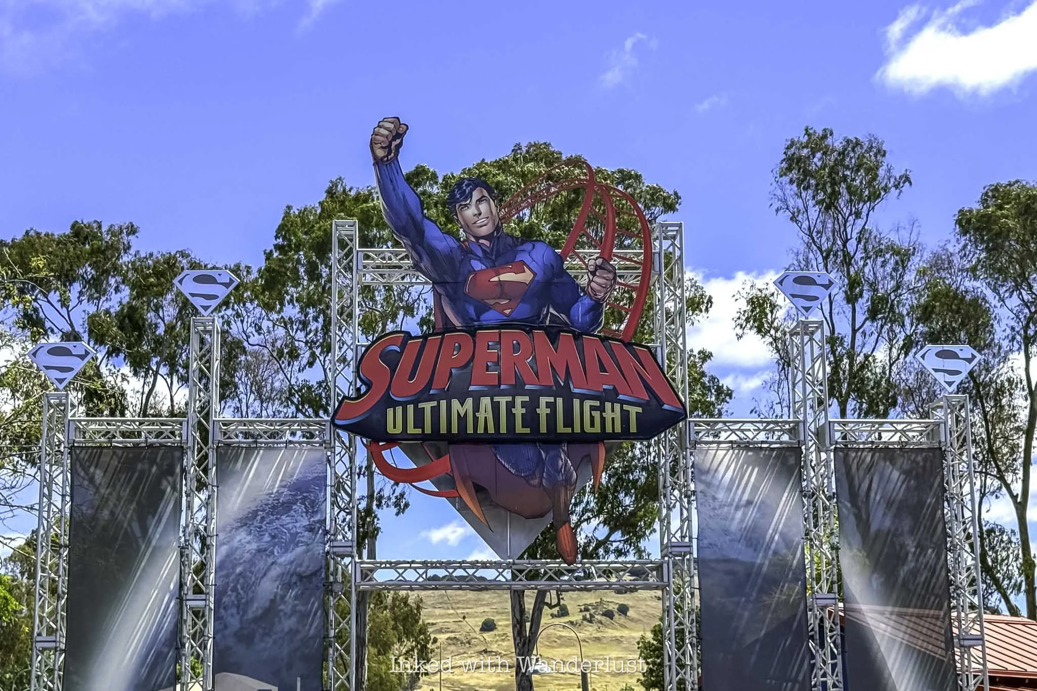Superman Ultimate Flight roller coaster at Six Flags Discovery Kingdom.