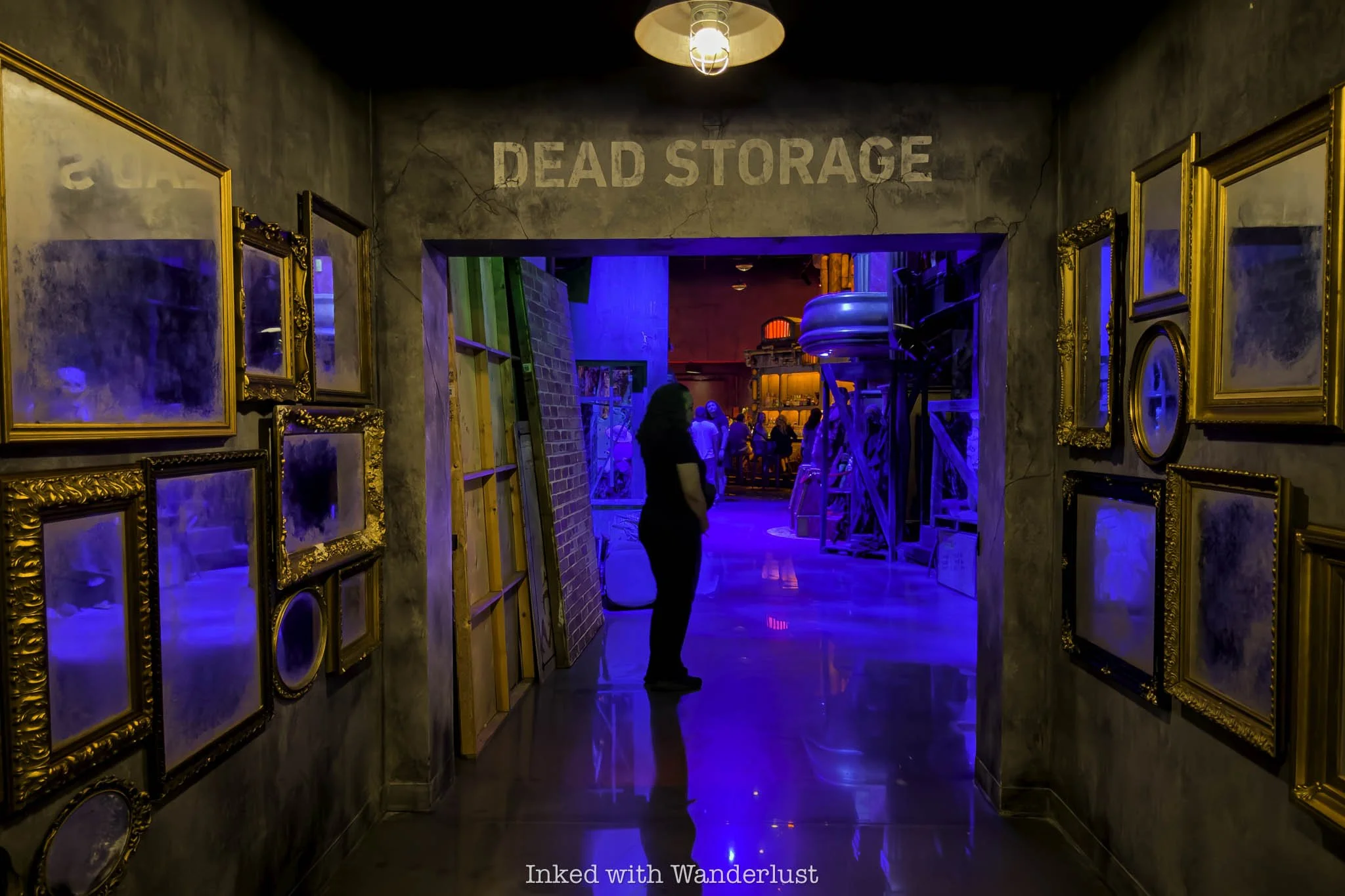 A person walking into Universal Horror Unleashed in Las Vegas.