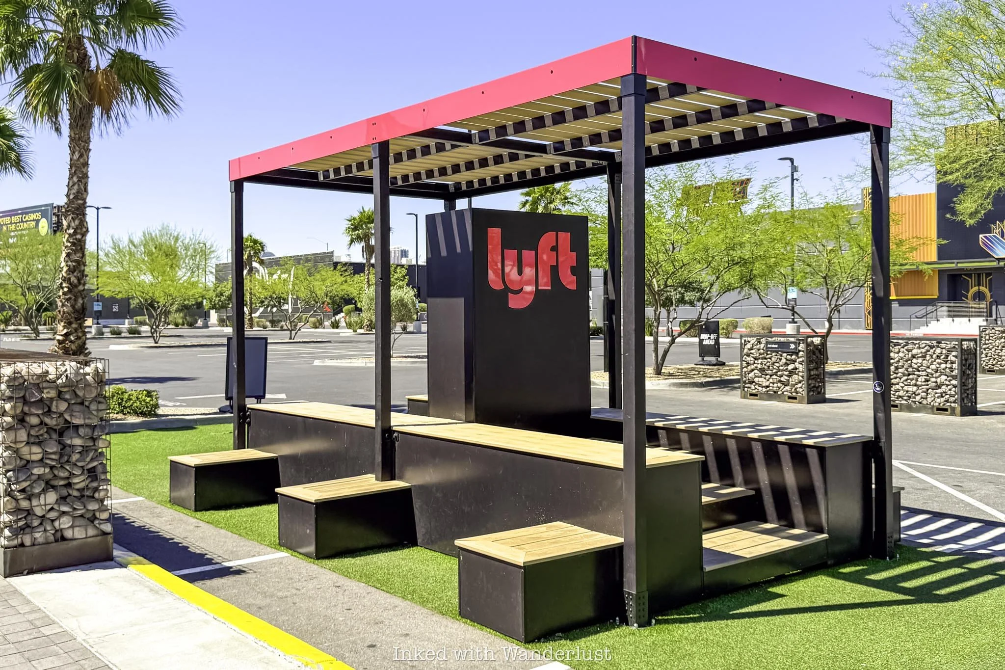 The ride share drop off and pick up area at Area 15 Las Vegas.