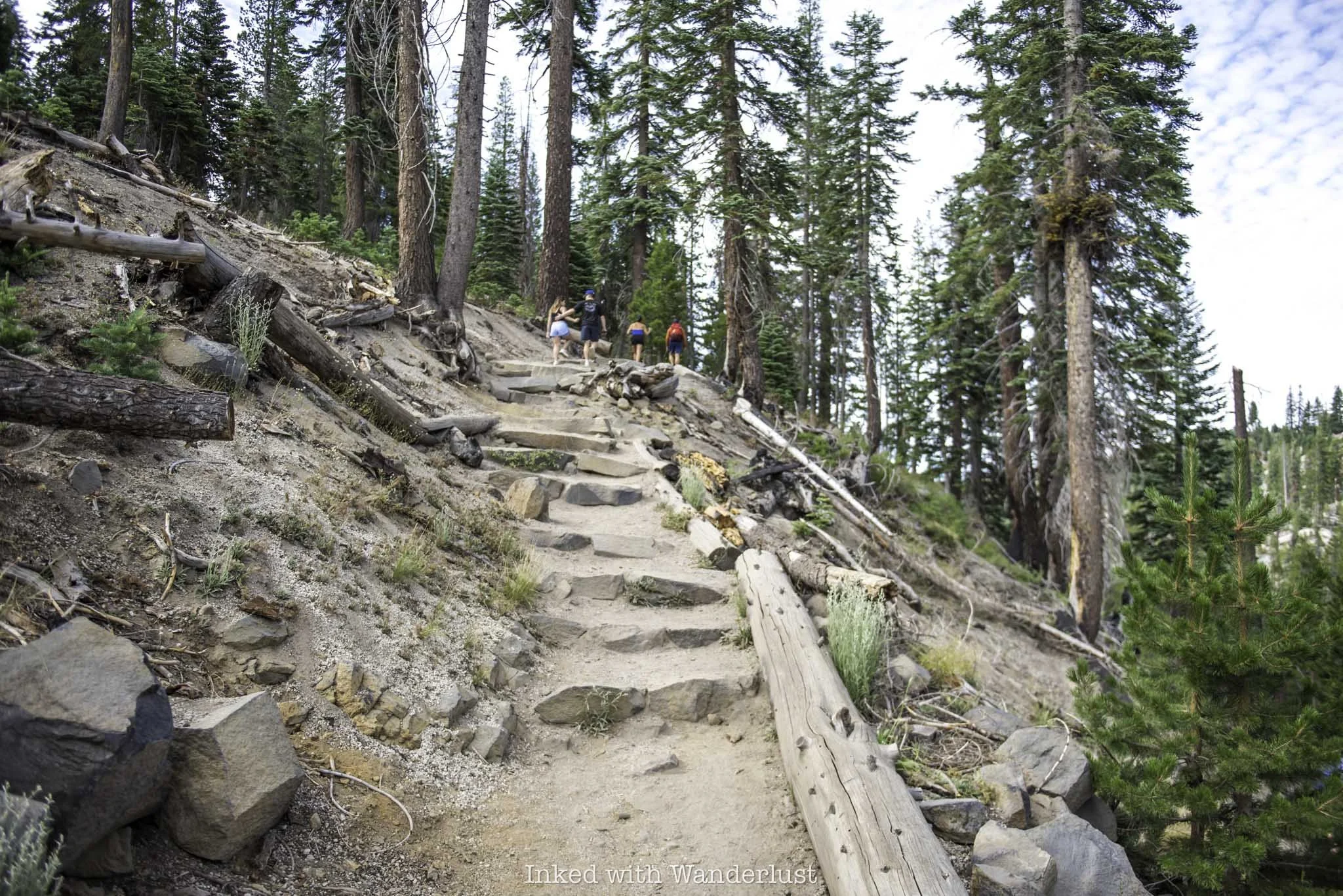The trail leading to the top of Devils Postpile in California.