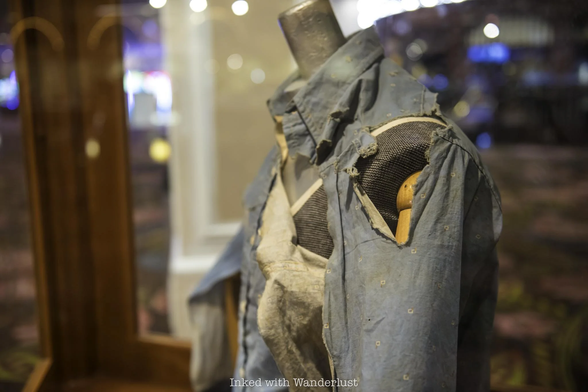 The actual shirt Clyde Barrow was wearing the day he was killed on display in Primm, NV.