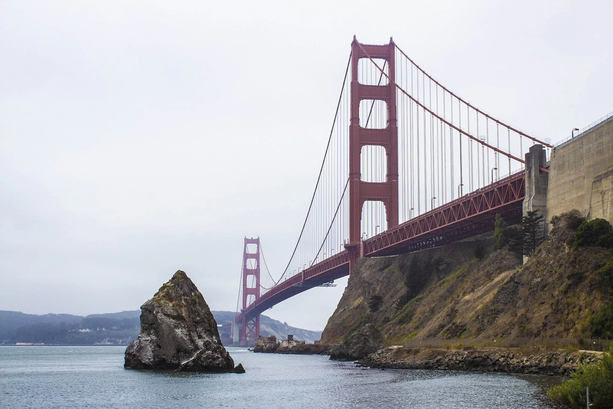 The view of the Golden Gate Bridge from Fort Baker.