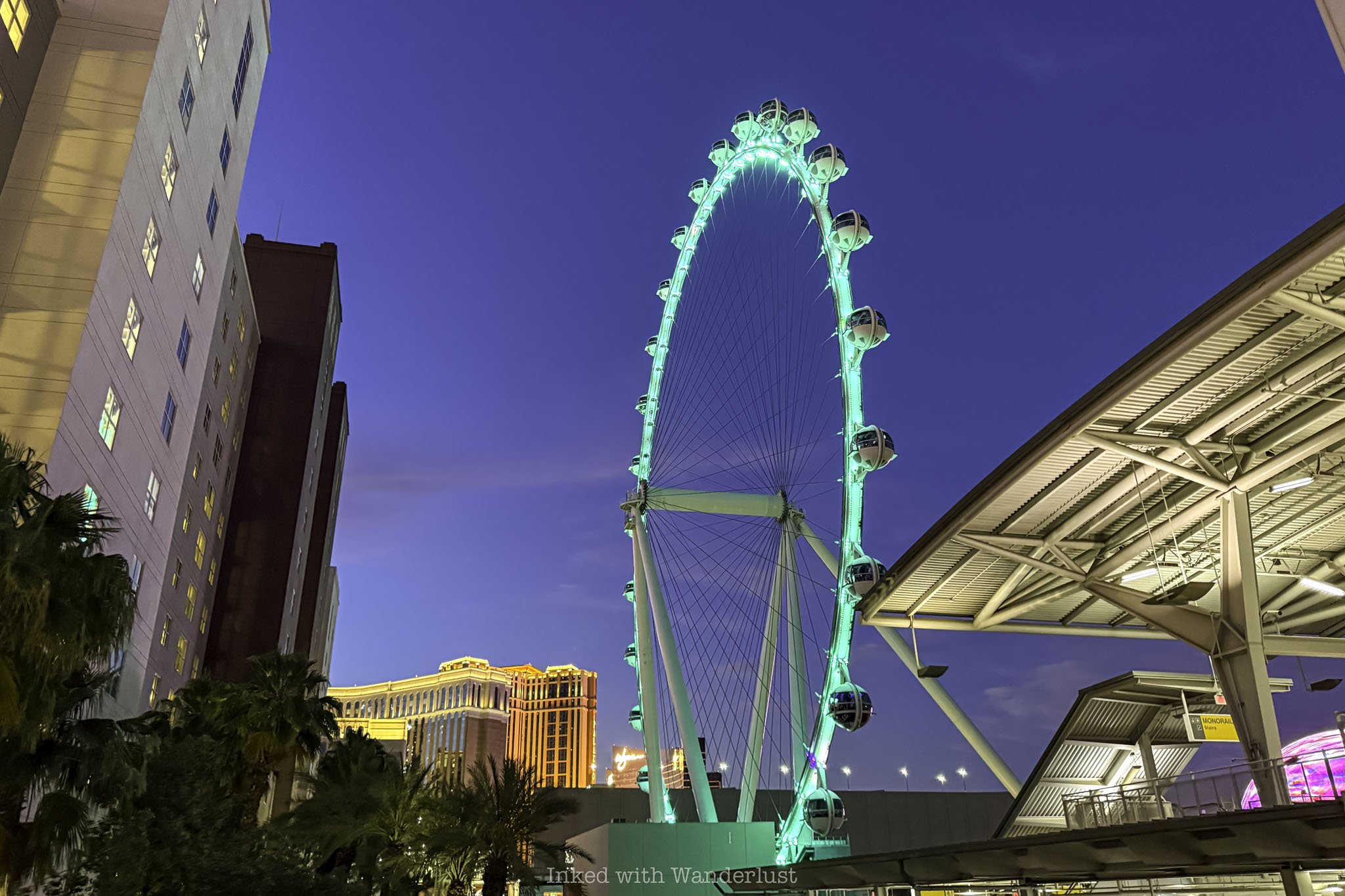 High Roller as viewed from the Flamingo monorail station.