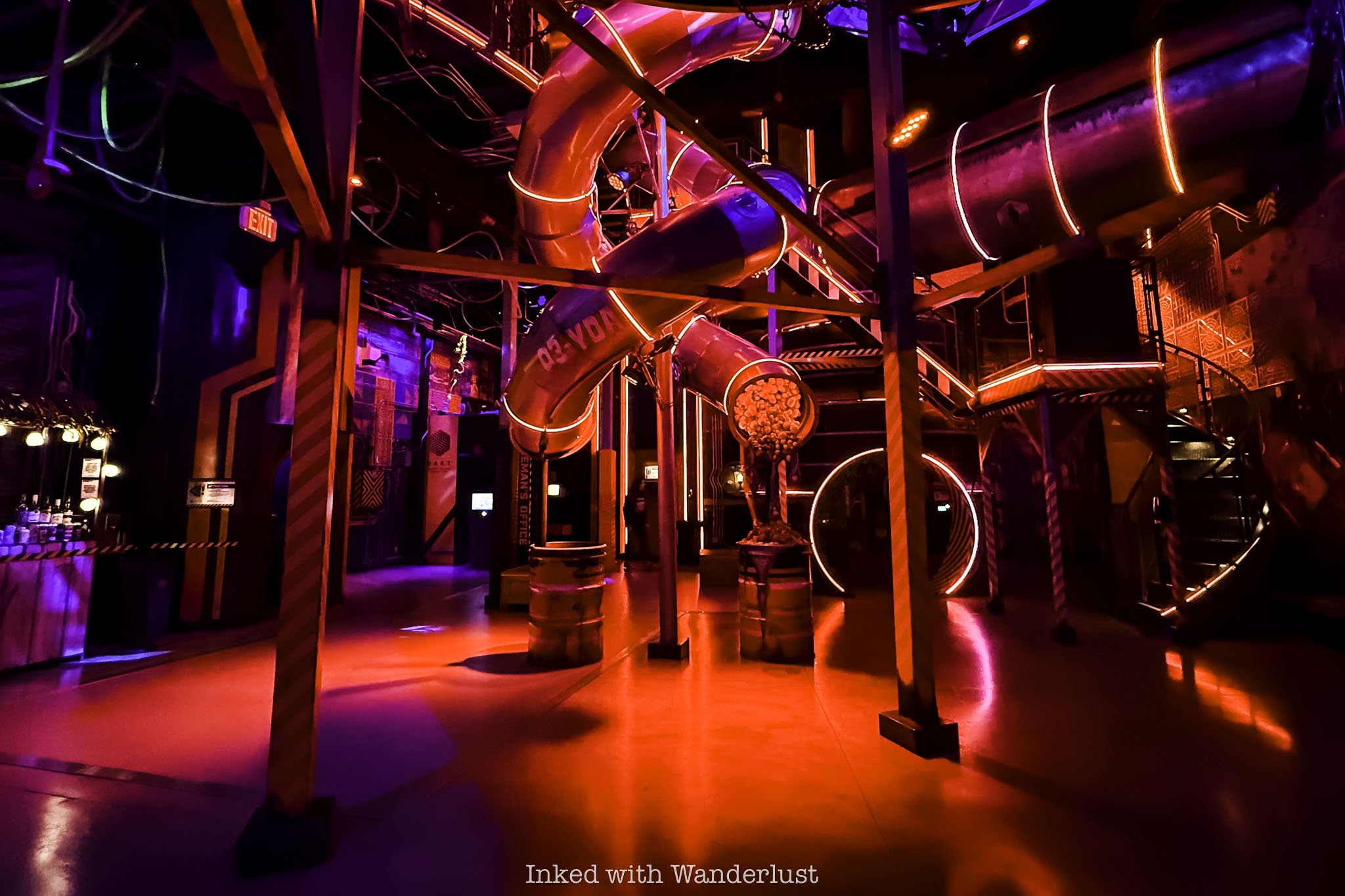 The slides at Meow Wolf Omega Mart at Area 15 Las Vegas.