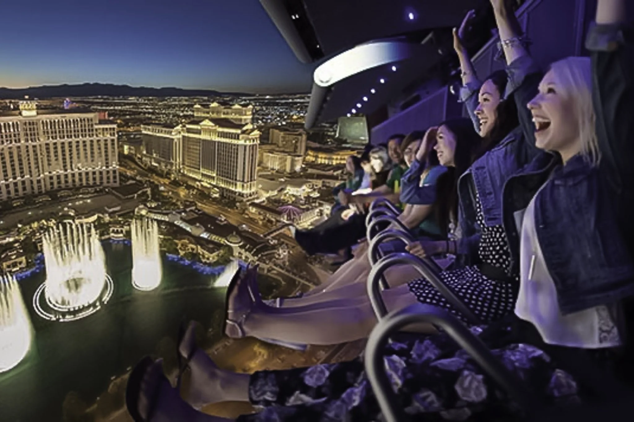 People riding Flyover in Las Vegas.