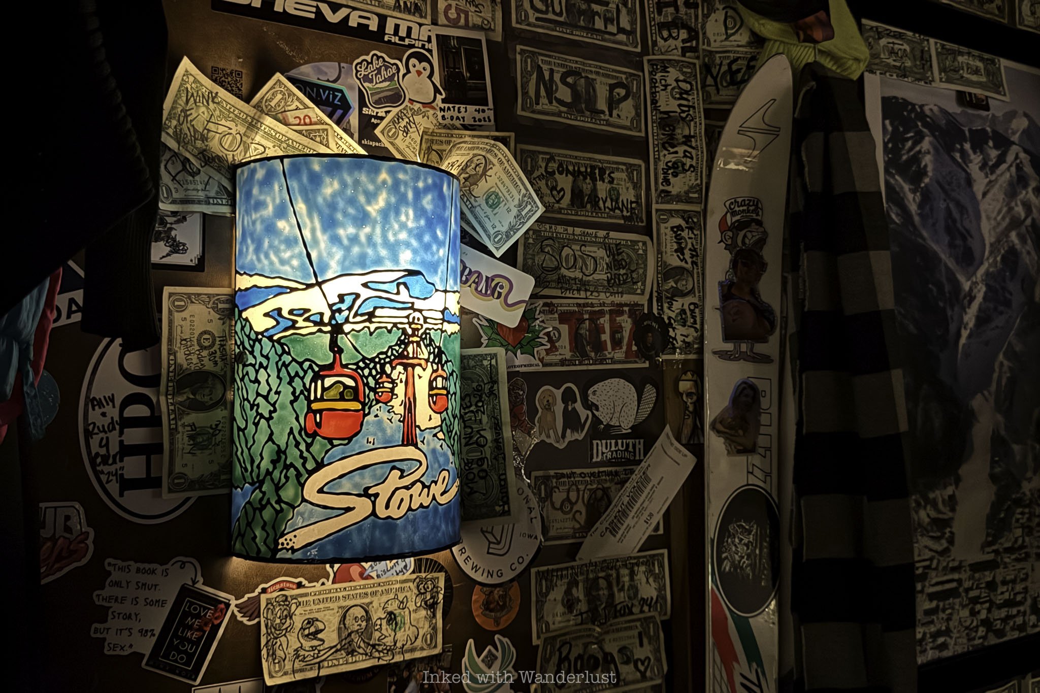 Quirky decor on the walls at Ski Lodge Las Vegas.