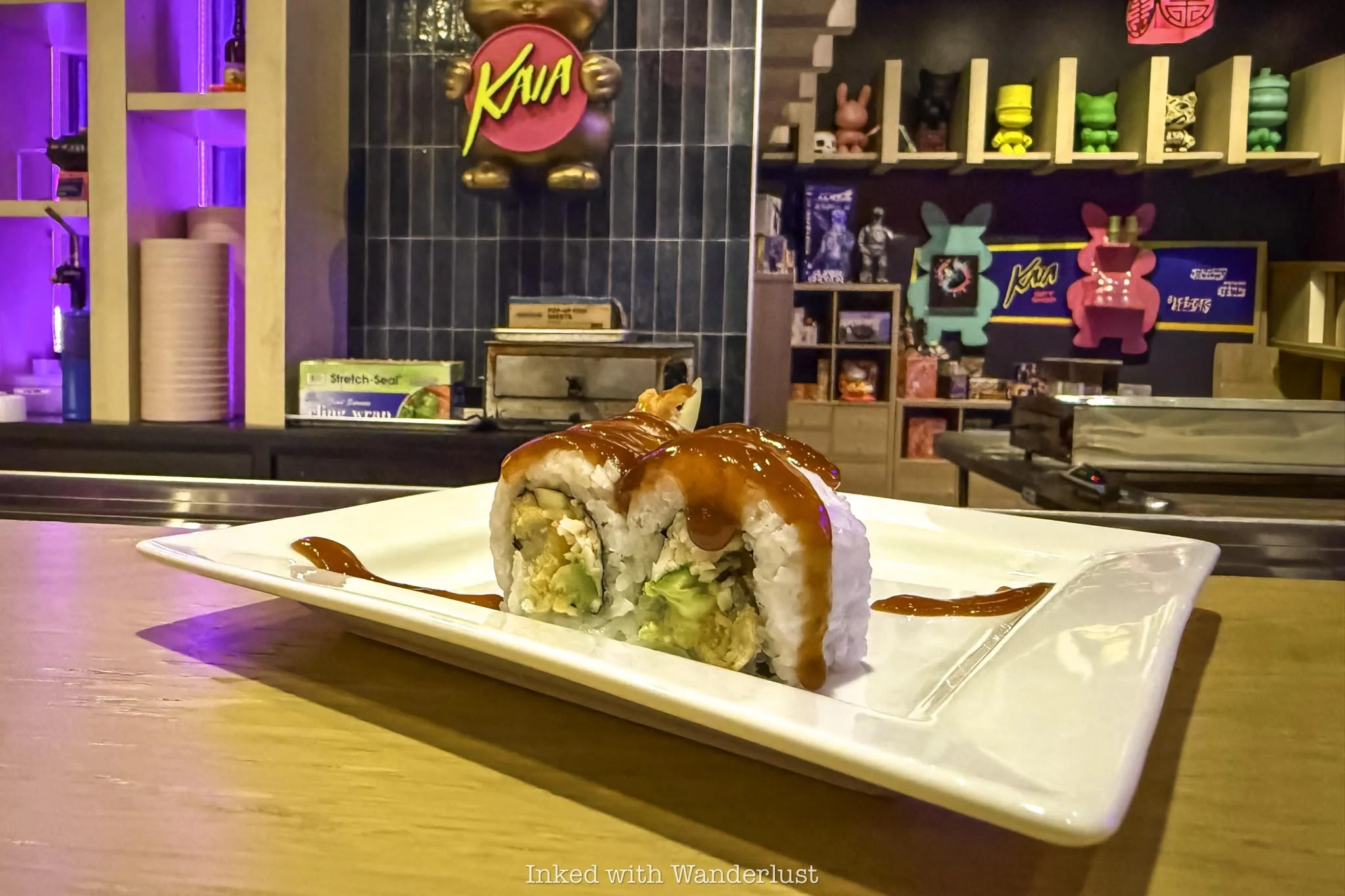 The Tempura Trolley Roll at Kaia Area 15 Las Vegas.