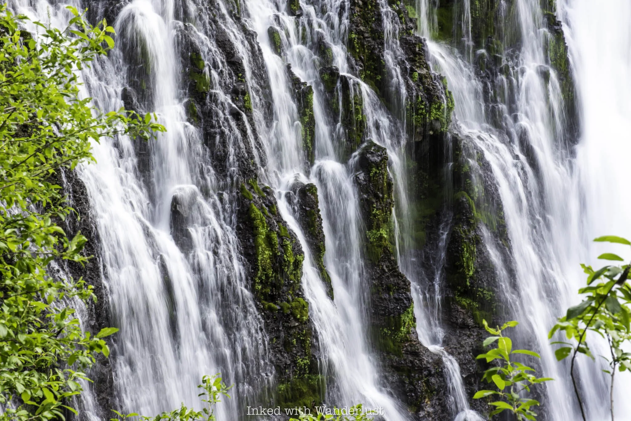 A close up view of Burney Falls in California.