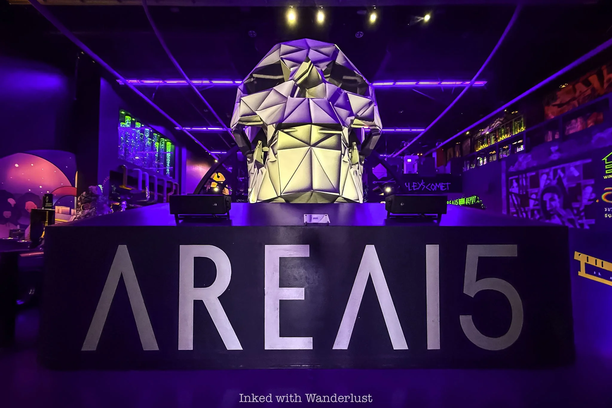 The Area 15 skull art piece you see when first walking in.