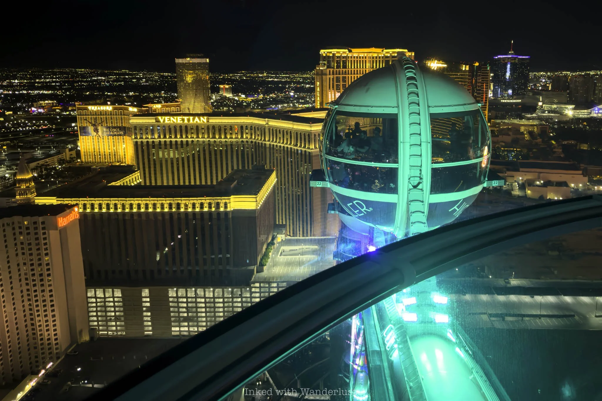 A High Roller cabin near the top of the wheel.
