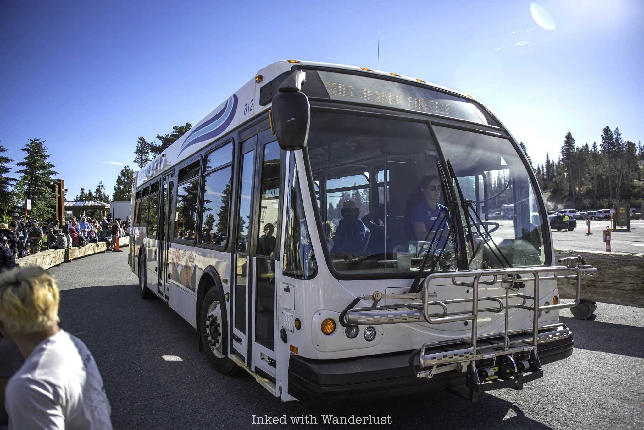 The shuttle that takes visitors to Devils Postpile National Monument.