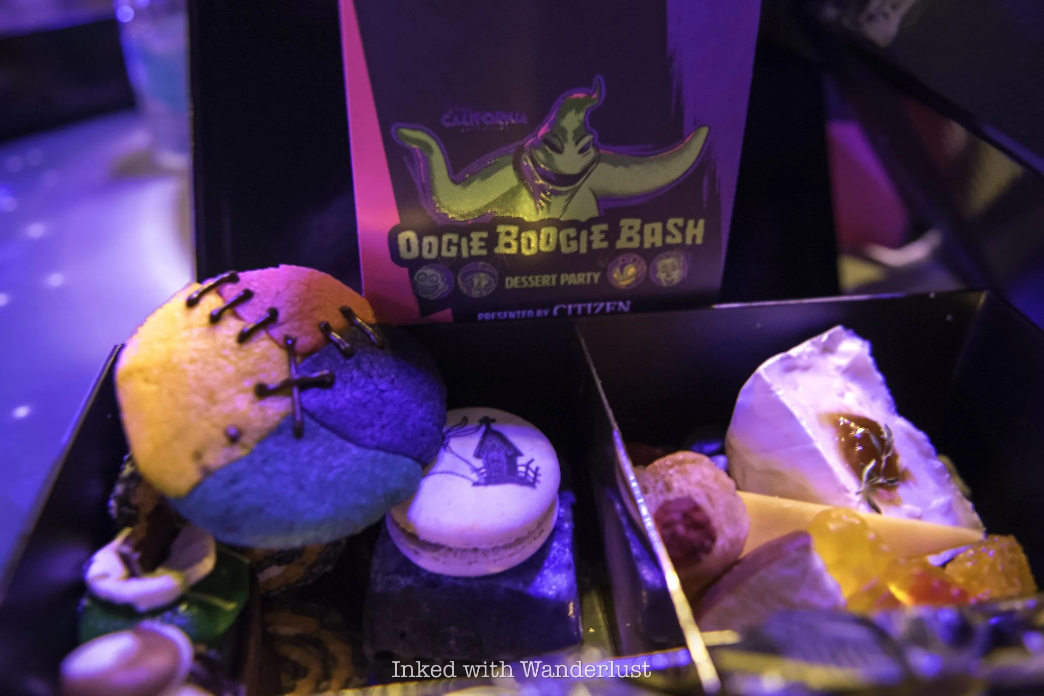 The dessert selections at Oogie Boogie Bash dessert party.