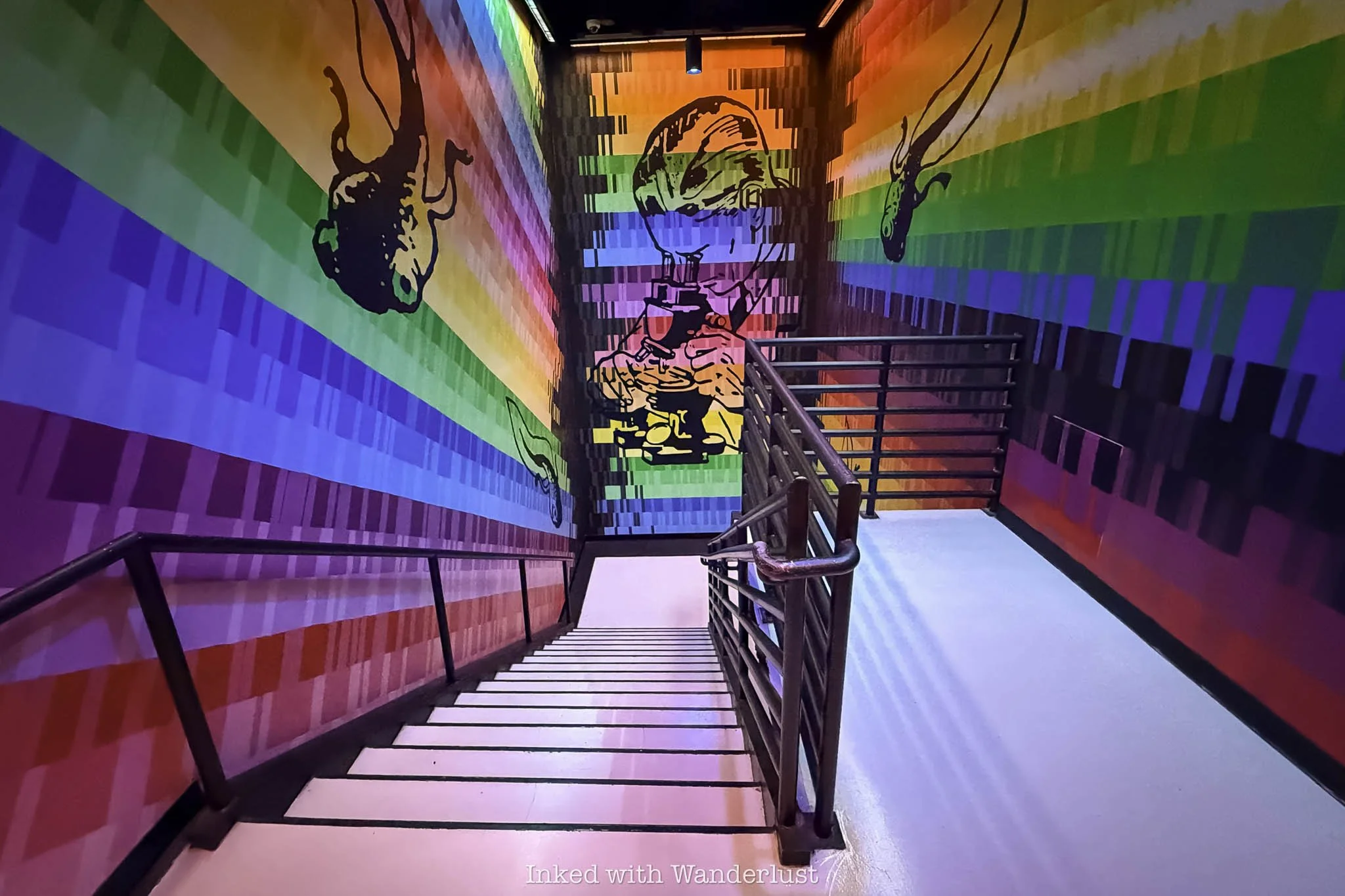 A multi-colored staircase at Omega Mart in Area 15 Las Vegas.