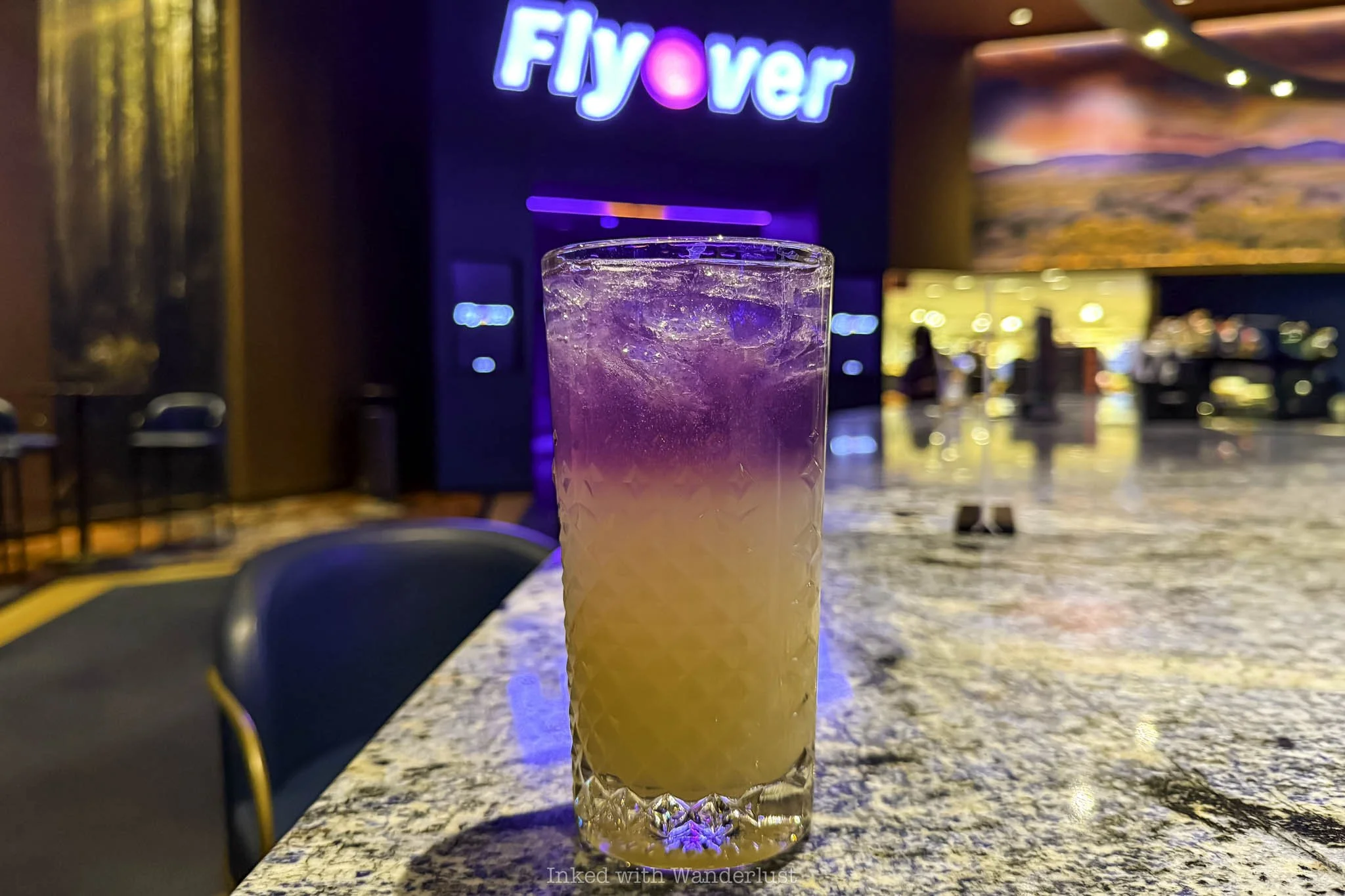 A gin-based cocktail at the Flyover Las Vegas bar.