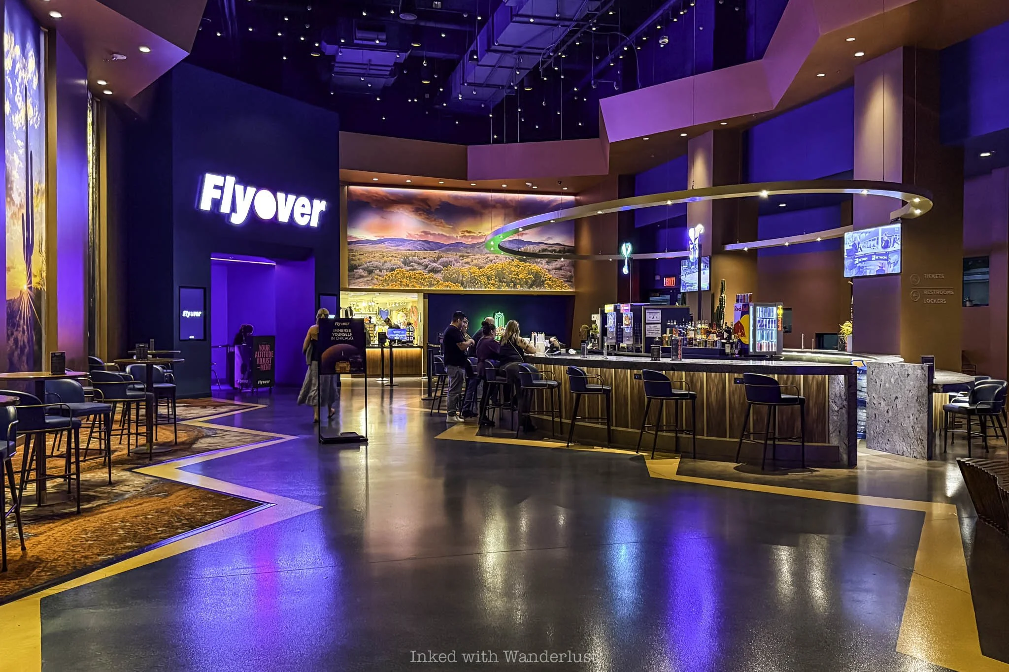 The atrium and bar area at Flyover Las Vegas.