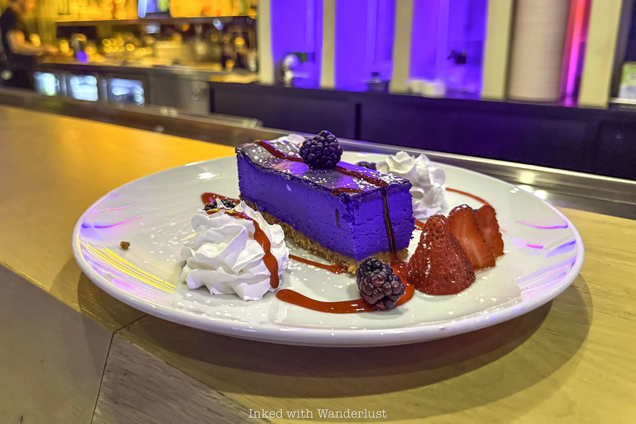 The ube cheesecake dessert at Kaia Las Vegas.