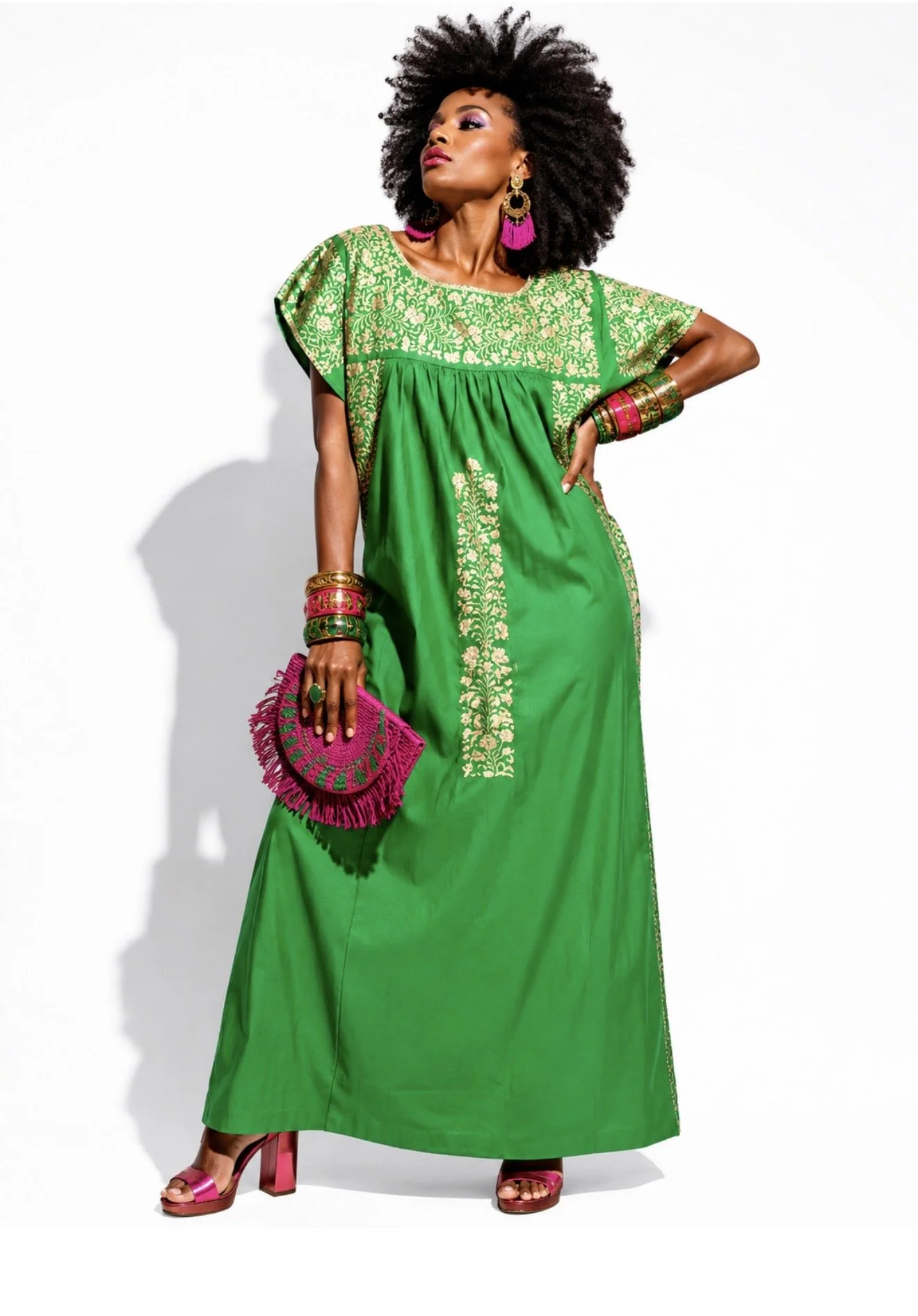Emerald Green Cotton Maxi Dress
