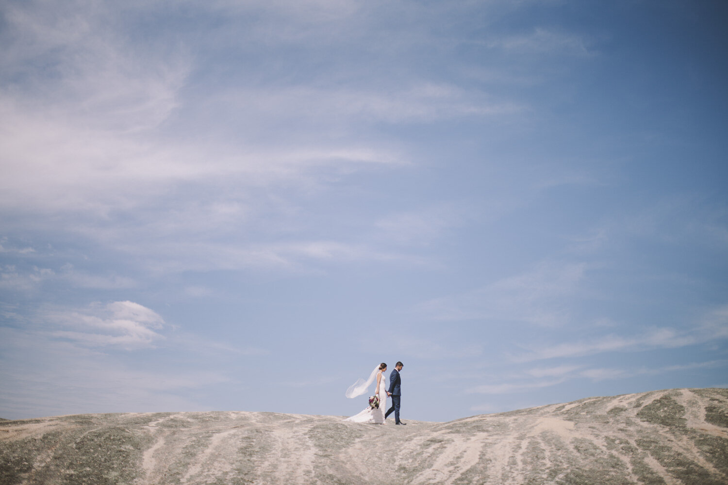 Wedding couple on sand dunes Geelong