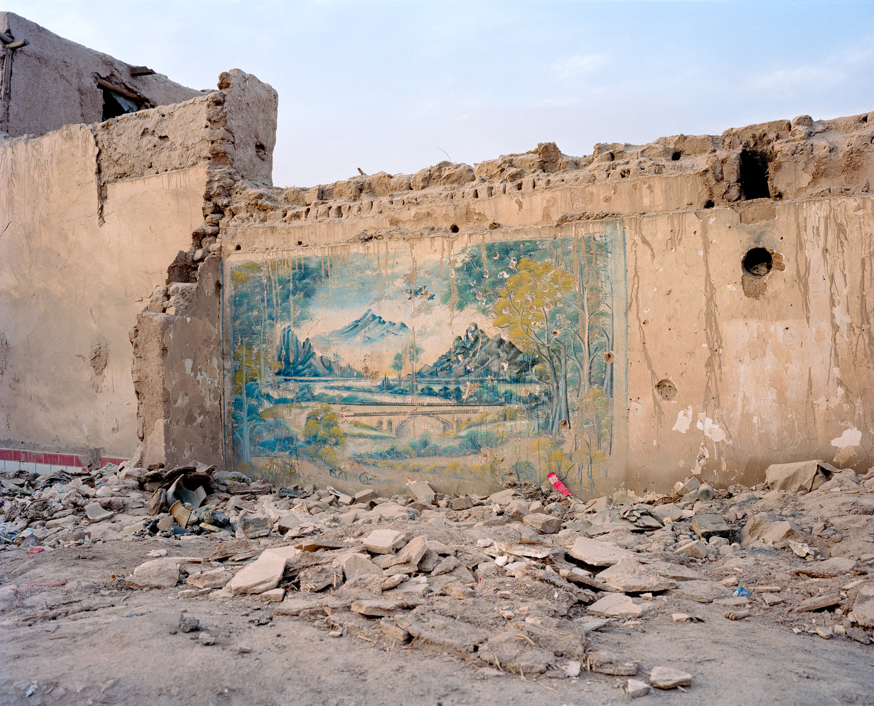  May 2016. Xinjiang province, China. Ruins of the old city of Kashgar, mostly destroyed by the Chinese authorities in order to build a new version of this ancient silk road city. After the destruction of Kabul during the civil war, the old city of Ka