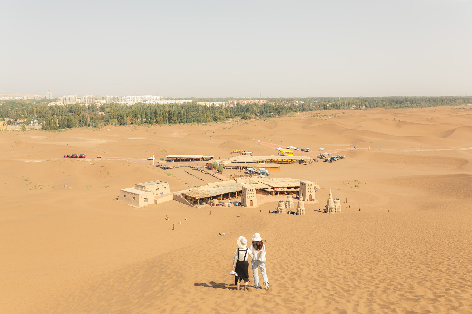  September 28th 2019. Shanshan County, Xinjiang province, China. On the site of the Kumtag Desert Scenic Area, a desert-tourism park catering mostly to Han-Chinese tourists. 