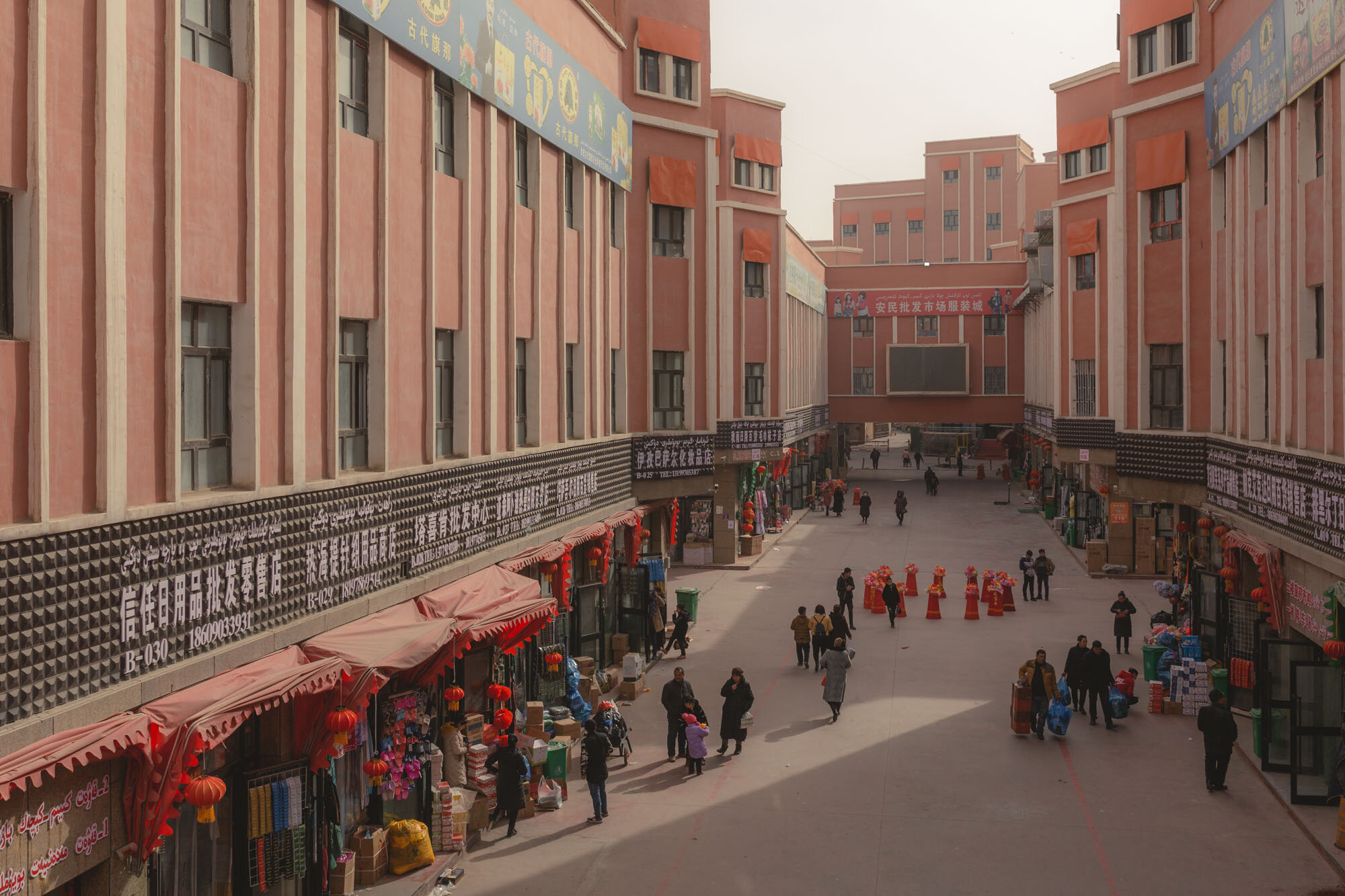  February 2nd 2019. Hotan, Xinjiang province. View over a local bazar on a Saturday afternoon. 