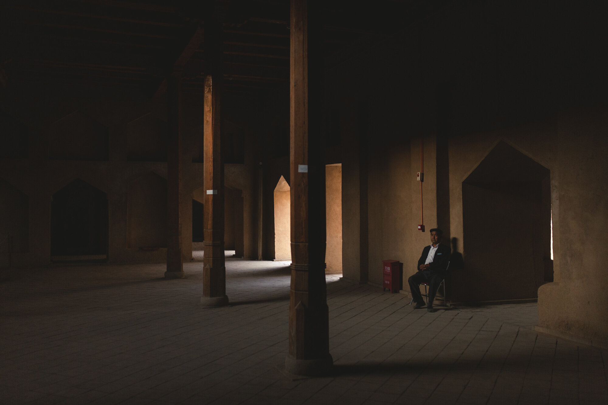  September 26th 2019. Turpan, Xinjiang province, China. Inside the Emin Mosque. The mosque has now become a tourist site. 