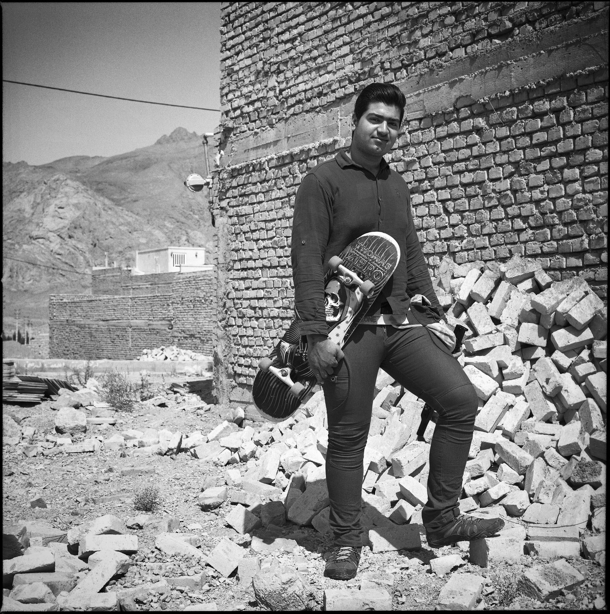  Hossein, 18 years old, skateboarder from Yazd, Iran, on October 1, 2015. 